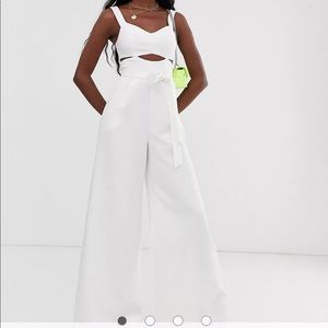 ASOS DESIGN 10 Tall bra top jumpsuit with wide leg